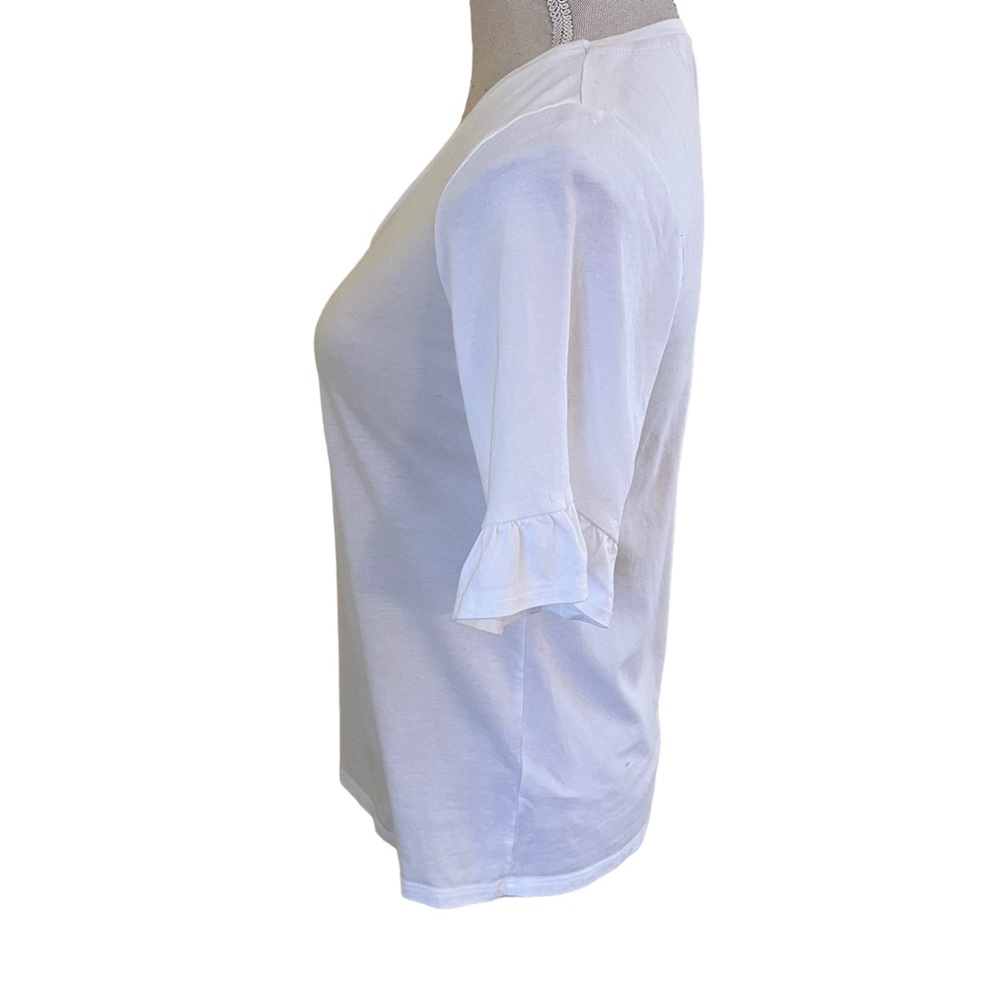 Boden White Modal/Cotton Tee with Ruffle Sleeve S - Picture 2 of 7